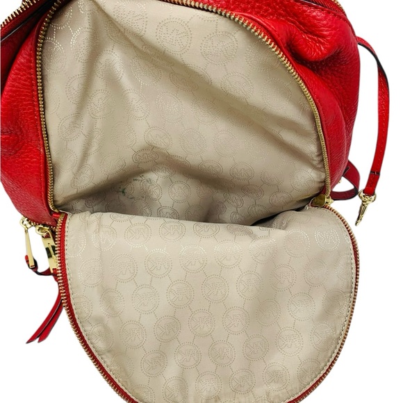 Michael Kors Red Pebbled Leather Backpack - Picture 6 of 7